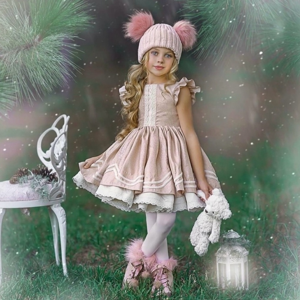 Adorable Doolcake Gleam In The Light French Pink Ruffled Dress Size 4 & 7 BNWT